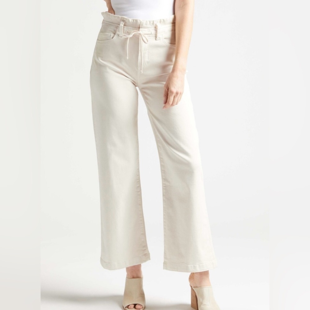 PAIGE High Rise Carly With Waistband Tie Wide Leg Ankle Length Size 28